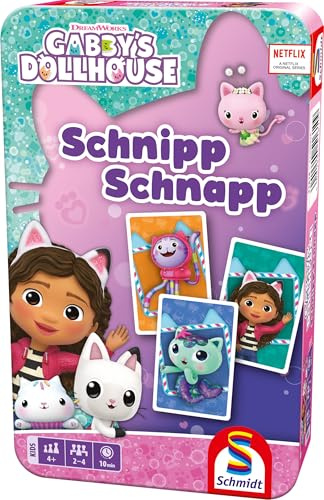 Schmidt 51610 Gabby's Dollhouse Schnipp Schnapp, Reisespiel | Bring mich mit Spiel in der Metalldose