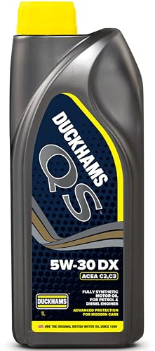 Duckhams QS 5W-30 DX Fully Synthetic Engine Oil 1 Litres, ACEA C2/C3, dexos2, Mid SAPS Motor Oil for Petrol & Diesel Vehicles, VW, MB, Opel, KIA & More To Enhance Engine Protection & Performance