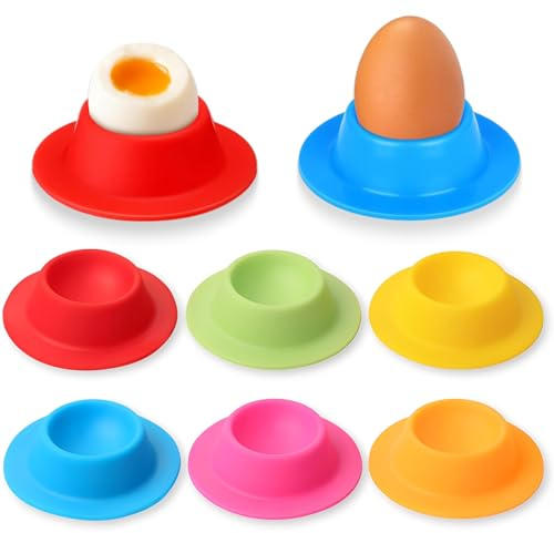 EJRUP 6 Piezas Hueveras, Hueveras para Huevos Cocidos, Hueveras de Silicona,Pasados por Agua Apta para Microondas y Lavavajillas,para Cocina Huevos Hervidos Desayuno Cena,6 Colores