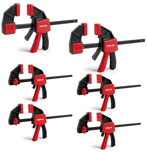Einhandzwingen Set 6 Stk, 2×150mm & 4×120mm Schnellspannzwingen 2 IN 1 | Spannweite 150mm&120mm, Spannkraft 75kg, Zum Spannen & Dehnen, Für tabiles Fixieren von Holz & Möbel