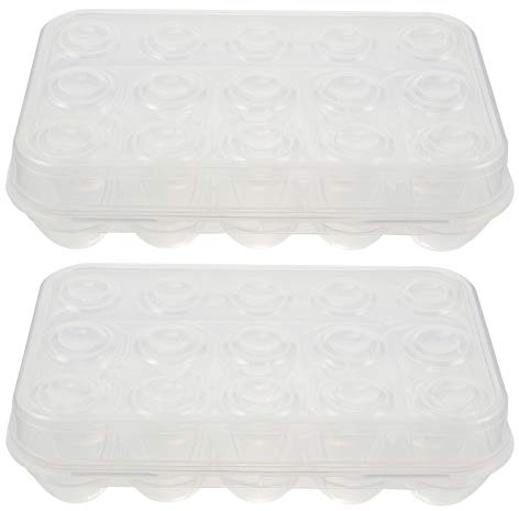 Zerodeko Portauova per Frigorifero 2 Pezzi con Coperchio, Scatola di Plastica Porta-uova da 15 Scomparti, Contenitore Protettivo per Conservazione e Freschezza Uova in Cucina