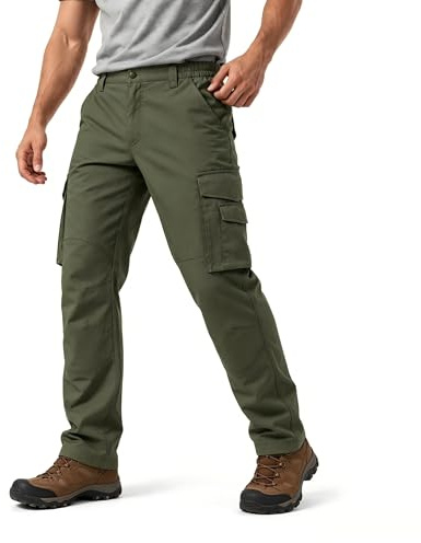 ZITY Men’s Cargo Work Trousers Multi Pocket Durable Work Pants Heavy Duty Utility Trousers for Construction Outdoor Casual