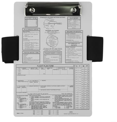 Genouillère en aluminium pour pilotes IFR/VFR avec pince en métal et bande élastique, support de bloc-notes de vol 9,5 x 6,5 pouces pour documents de cockpit (IFR+A)