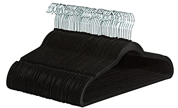 Amazon Basics Schmale und rutschfeste Kleiderbügel für Hemden/Anzug/Kostüm, 50er-Pack, Schwarz