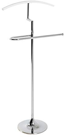 HAKU Möbel Betjäntställ krom, vit, Massivt trä, metall - Storlek: B 47 cm x H 109 cm x D 23 cm, Stil: Modern