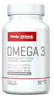Body Attack Omega-3 Kapseln, 1er Pack (1x 90 Kapseln) Dose