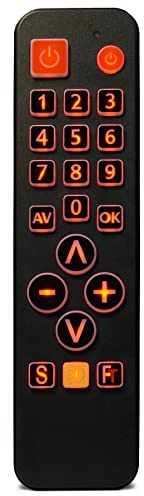 FeinTech FeinControl TV Großtasten-Fernbedienung mit Beleuchtung Universal Infrarot Lernfunktion, schwarz