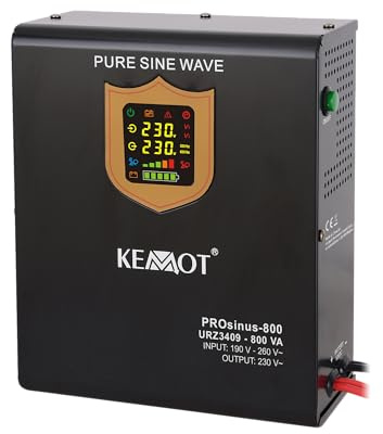Nödströmförsörjning KEMOT PROsinus-500 URZ3409 växelriktare ren sinus laddningsfunktion 12 V 230 V 800 VA/500 W, svart
