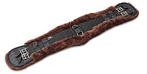 Engel Reitsport | Lammfell Sattelgurt Dressur Kurzgurt Konturgurt EGURT-85-SCH-MOC schwarz/Mocca 34 85cm