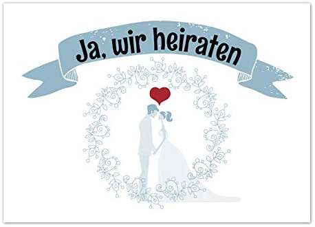 Einladungskarten Manufaktur Hamburg 10 x Save the Date Karten mit Umschlag/Ja, wir heiraten - Brautpaar mit Herz/Hochzeit/Liebe/Heirat/Einladung