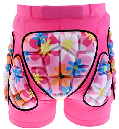 SM SunniMix Deluxe Padded Figure Skating Shorts for Kids Boys And Girls – 3D Pads for Hips Tailbone & Butt - Choice of Colors & Sizes, Pink, XXS