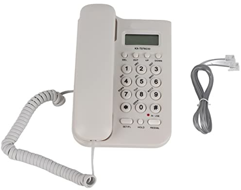 ASHATA Schnurgebundes Telefon/Schnurtelefon, LCD Display Home Wired Desktop Telefon Festnetztelefon,FSK/DTMF Einfaches Telefon Freisprechen Analog Telefon für Hause Büro Hotel usw.(Weiß)