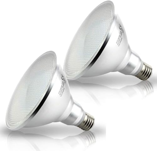 HiBay 2x Bombilla led E27 PAR38 12W Luz Calida 3000K,1200LM,Ángulo de haz de 180°,Foco LED E27 Equivalente 120W Halógena