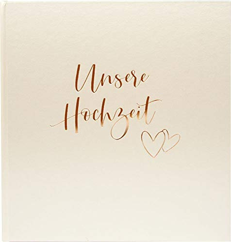 goldbuch Album fotografico per matrimonio, 60 pagine bianche e pergamena, album dei ricordi in oro rosa, album in carta satinata, palpitazioni con goffratura, ca. 30 x 31 x 4 cm