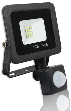 LOWENERGIE LED FloodLight Waterproof IP65 (10w PIR, Black)