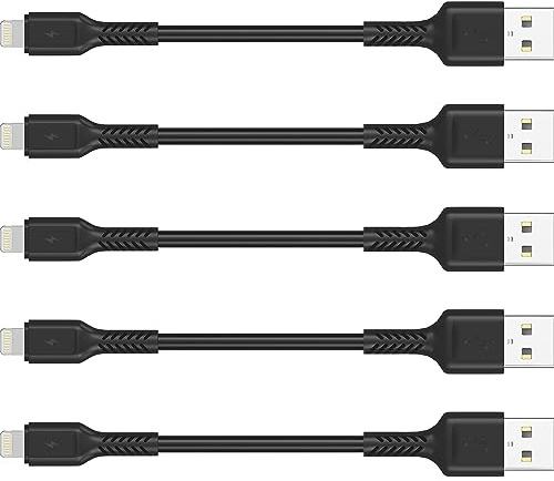 ULIFTUS Short iPhone Charger Cable, 10cm 5 Pack USB A to Lightning Cord | MFi Certified, 480Mbps Data Transfer, 10000+Bend Resistant, for iPhone 14 13 Pro Max Xs 8 7 6 5 Plus iPad