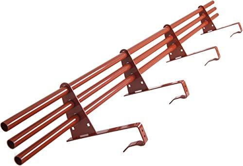 Parotec SCHNEEFANGROHR-Komplettset 3,0 m (300 cm) - für Dachziegel (Ton), Betondachsteine, Falzziegel & Dachpfannen - Schneefang/Dachlawinenschutz - 3 Rohre, 4 Halterungen - RAL 8004 Ziegelrot