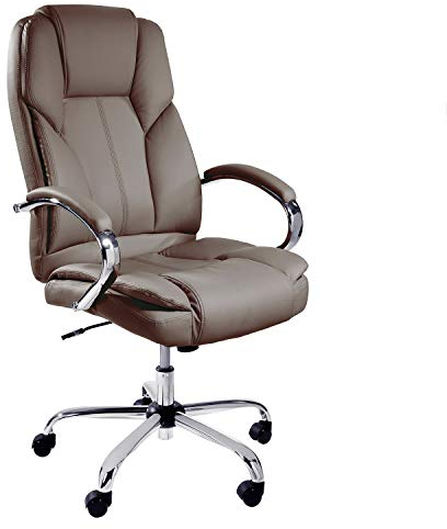 TPFLiving Bürostuhl Dallas (Braun) – mit hoher Rückenlehne und Lordosenstütze – bis zu 150kg Tragfähigkeit – gepolsterter und ergonomischer Premium Schreibtischstuhl für Büro & Homeoffice