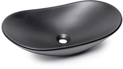 Swiss Aqua Technologies - Infinitio Aufsatzwaschtisch, 61,5 x 36 cm, oval, ohne Überlauf, mattes Schwarz (SATINF61536BKM) – SATINF61536BKM