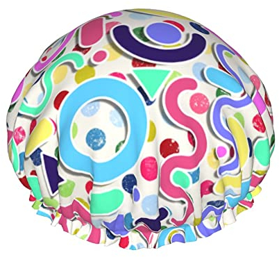 Duschhaube Retro 80er 90er Badekappen Wasserdichte Haarkappe Doppelschicht Leichte Duschhauben Für Frauen Männer Kinder Teenager