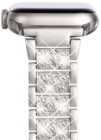 NewWays für Apple Watch Bling Metall Armband 38mm 40mm 41mm 42mm,Polarstern | Damen Diamant Glitzer Edelstahl Ersatzarmbänder für iWatch SE Series 11/10/9/8/7/6/5/4/3/2/1