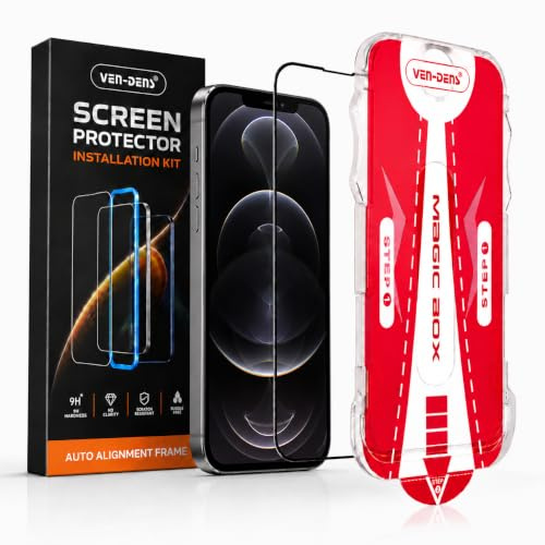VEN-DENS Displayschutzfolie für iPhone 12 Pro Max, schwarzer Rand, vollständige Abdeckung, Kante zu Kante, hüllenfreundlich, HD klar für iPhone