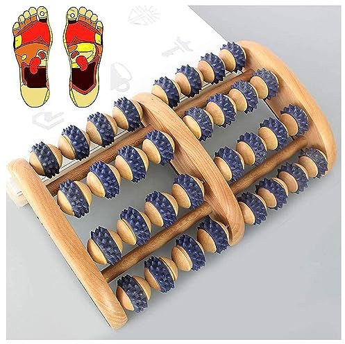 BLUEZY Fußmassageroller aus Holz, Fußmassageroller zur Wellness, Fußmassagegerät für Fußmassage Fußroller gegen Fersensporn und Plantarfasziitis kann sowohl zu Hause als auch im Büro