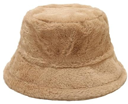 Jupsk Chapeau Bob en Fourrure Chaude d'hiver, Chapeau en Fausse Fourrure, Casquette de Pêcheur pour Femme avec Sangle Coupe-Vent, Chapeau Doux et Moelleux, Accessoire d'hiver Confortable et Douillet