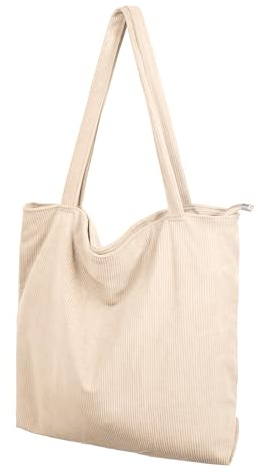TeeYee Cord Tasche Damen Umhängetasche Tote Bag Kord Damen Shopper | Handtasche mit Reißverschluss,Schultertaschen,Große Kapazität Henkeltasche,für Arbeit Büro Reisen