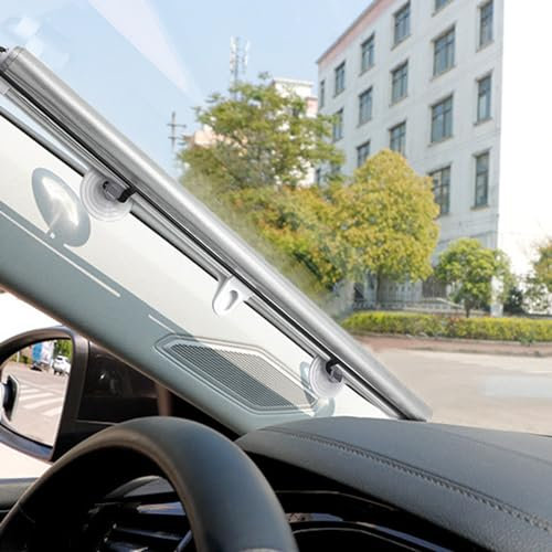 MZZHEDIE Verdunkelungsrollo mit Saugnäpfen,Versenkbare Rollos für Autos,Sonnenschutz Rollo Innen,ohne Bohren,Temporäre Tragbare Fensterabdeckung,für Zimmer,Büro,Auto,Reisen,Silber (W40×H60cm/16×24in)