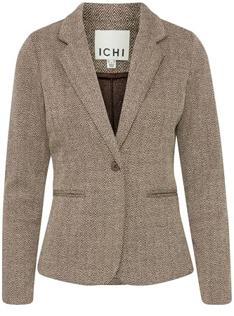 ICHI Ihkate Jacquard Bl4 Blazer Casual da Lavoro, 204115/Java/Almond Milk Herringbone, XL Donna
