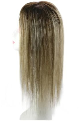Haartopper für Frauen Haar-Topper for Frauen, Haarausfall-Abdeckung, Mono-Basis-Oberteil mit PU-beschichtetem Echthaar, glatte Haarteile, Clip-in-Toupet aus maschinellem Remy-Haar Haarteil ( Size : 18
