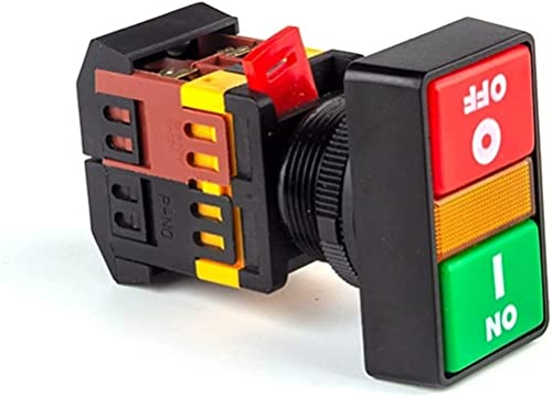 PQYSMVVG 22 mm Doppelstellungstaste Start-Stopp Doppeltaste Beleuchteter Druckschalter mit Lampe 24/220/380 V Steuertaste 2 STÜCKE (Color : Ppbb-30n, Size : 220V)