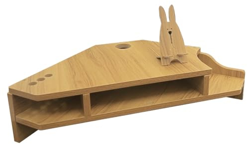 Blazea Monitorständer 2-stufiger Monitorständer mit Stauraum, Eckschreibtisch-Monitorerhöhung aus Holz für Computer, Ergonomische Laptop-Regale für Die Organisation Auf Dem Tisch