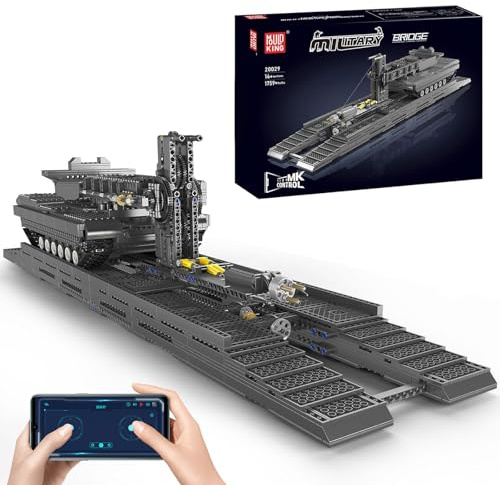Mould King 20029 Technik Panzerbrückenbaufahrzeug Bausteine Modell, 1759 Teile Ferngesteuert Transporter Tank Konstruktionsspielzeug Klemmbausteine Bausatz für Erwachsene und Kinder