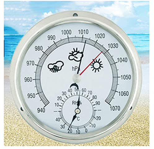 Traditional Barometer,Weather Station Analogue, Weather Station Barometric Pressure Temperature Humidity Measurement 3 In 1(White)