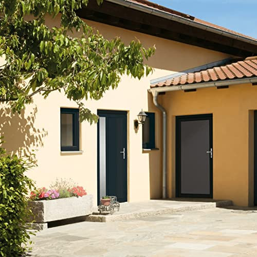 Haustür Anthrazit 98x208 cm PVC, LAPOOH Zimmertür, Eingangstür, Innentüren, Wohnungstür, Nebeneingangstür - 1 x Tür,1 x Handgriff-Set,1 x Schlüsselsatz,1 x Dichtungsband,1 x Montagesatz