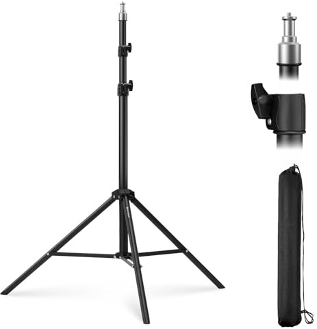 K&F CONCEPT Trépied pour Photographie, 2 m, Portable, Extensible, trépied d'éclairage avec vis de 6,35 mm pour éclairage/lumière stroboscopique/webcams/caméras/boîte à lumière, avec Sac de Rangement
