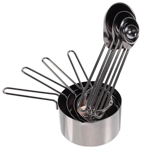 SHOWERORO Set Di Misurini E Cucchiai in Acciaio Inox Per Cucina Misurini Nidificati E Cucchiai Per Ingredienti Adatto Per Misurazione Professionale E Domestica