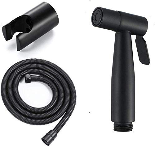 BOSHYUM Bidetarmaturen Waschbare Handbidetbrause Schwarzes Toilettensprühset Edelstahl-Waschhahn für Damen 1,5 Meter Edelstahl-Zulaufschlauch