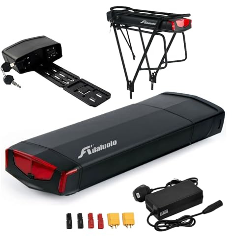 Adaluolo Batteria Ebike Portapacchi, 36V 15AH Rack Posteriore Batteria per Bici Elettrica agli ioni di litio con Caricabatterie, Luce Posteriore, Blocco Sicuro per 200W 250W 350W 500W 750W Motore