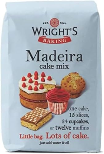 Madeira Cake Mix 2X500g - Subtle Buttery Vanilla Flavor, Easy to Use with Bread Makers - Versatile Base for Cakes, Gateaux, Loaf Cakes, and More - Simply Add Water and Oil (NP)