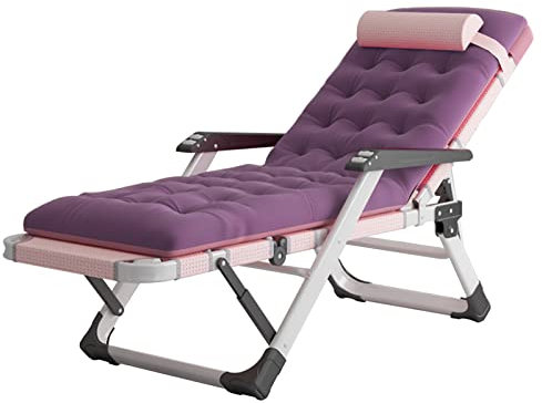 Chaise de sauna pour personnes âgées avec coussin inclinable, chaise longue pour jardin et salon, chaise longue extra large pour balcon, capacité maximale de 150 kg, violet