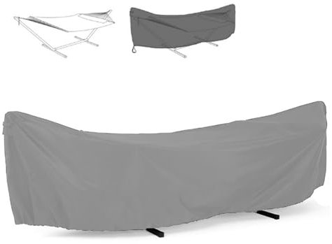 Wasserdichte Gartenhängemattenabdeckung, grau, 210D, 446 x 140 x 97 cm, Ersatzbezug für Outdoor-Camping, Schaukeln, Doppel-Hängematten mit Ständer