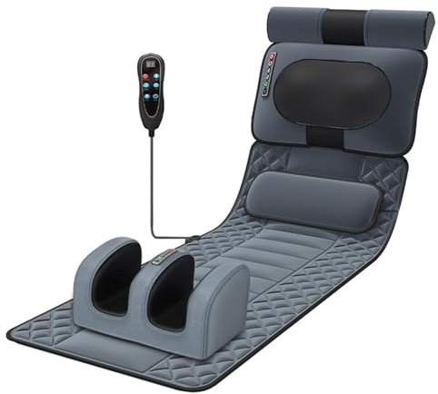 Helkroppsmassagematta med värme, fotmassage hela kroppen vibration massagedyna 9 växelmassage/3 tidlägen shiatsu massagedyna för rygg hals ländrygg ben fotmassagekudde (B) lärd omfattande