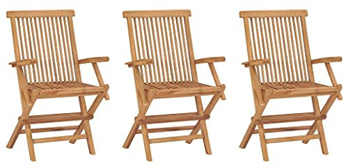 Annlera Gartenstühle Holzstühle 3 STK. Sessel Essstuhl Sitzgruppe Pflegeleicht Klappstuhl Gartenmöbelset Möbelstück für Garten Terrasse Veranda oder Hinterhof Braun 56x62x90 cm
