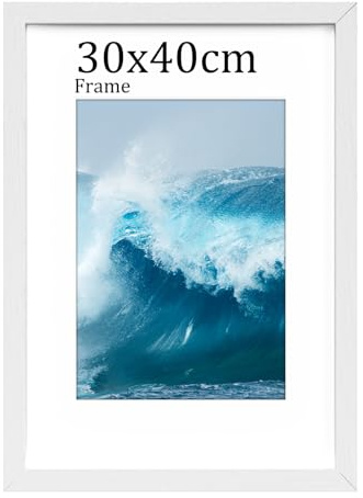 FamiPrts 30x40 Frame, Wooden Picture Frames 30x40, Versatile White Frame, Dual Orientation (Landscape/Portrait), Includes Wall Hooks - Wall Mount for Home, Office, Gallery