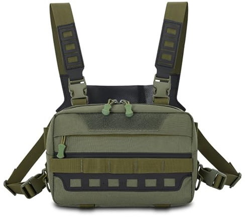 DONGKER Sac de Poitrine Tactique,Sac de Poitrine de Course Molle Étanche Multi-poches pour la Chasse en Plein Air,Randonnée,L'escalade Tactique,Pêche