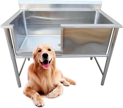 ININOSNP Bañera de Acero Inoxidable Bañera de Acero Inoxidable for Perros Grandes. Mesa de Lavado for Exteriores con Grifo. Mesa de baño for Mascotas for peluquería Canina (40 cm de Profundidad).