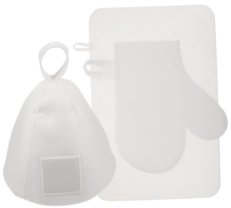 WESIEVYA Sauna Hat and Glove Set 3 Pieces Felt Sauna Cap Pad Hair Protection for Men and Women Bath and Steam Accessories